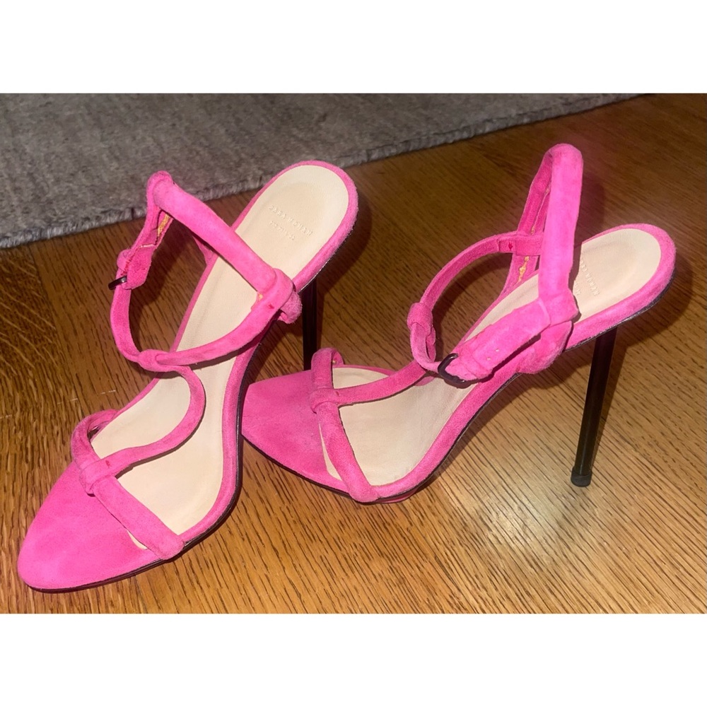 Never worn! Zara Hot Pink Suede Stiletto Sandal Heels size 37